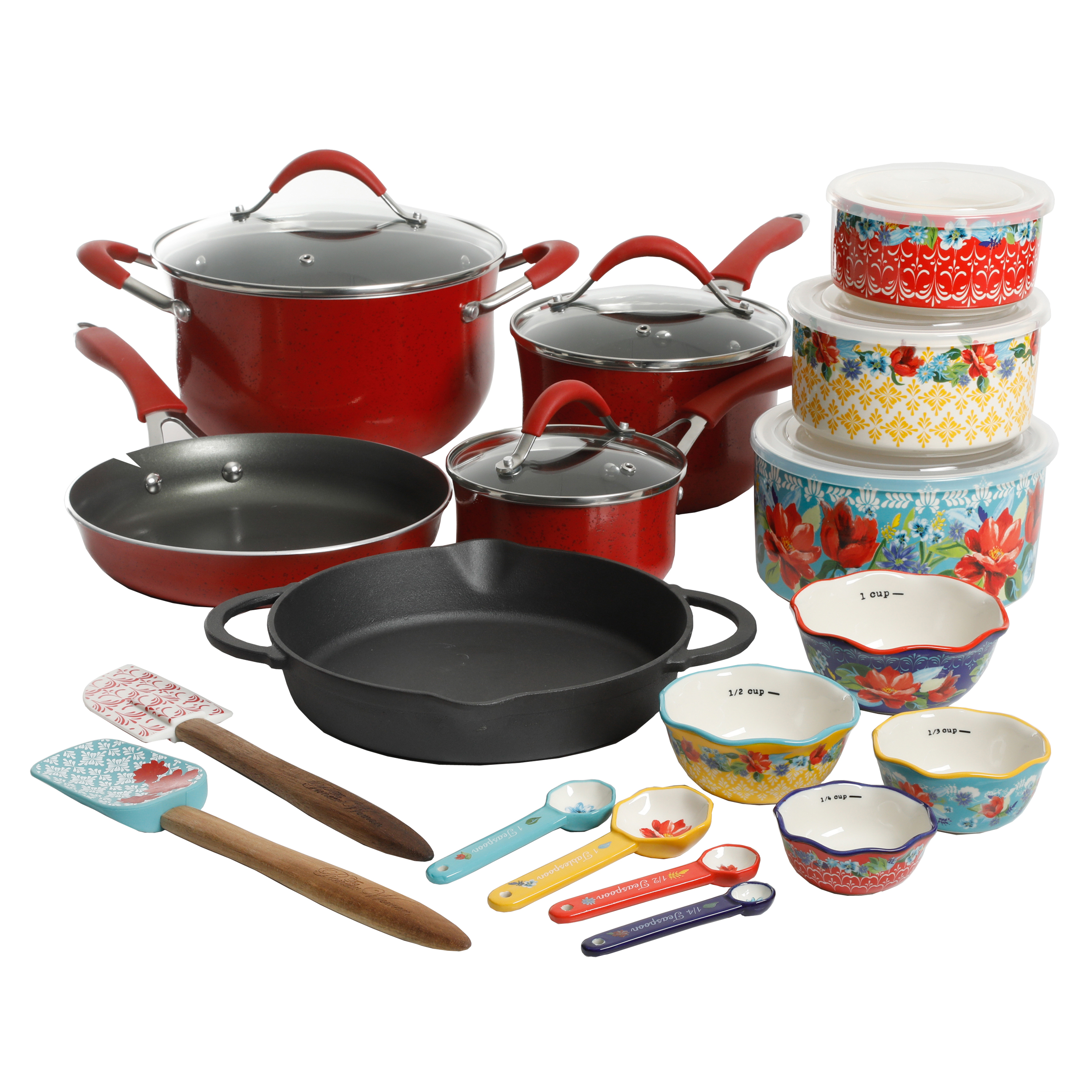 24 Piece The Pioneer Woman Frontier Speckle Cookware Food
