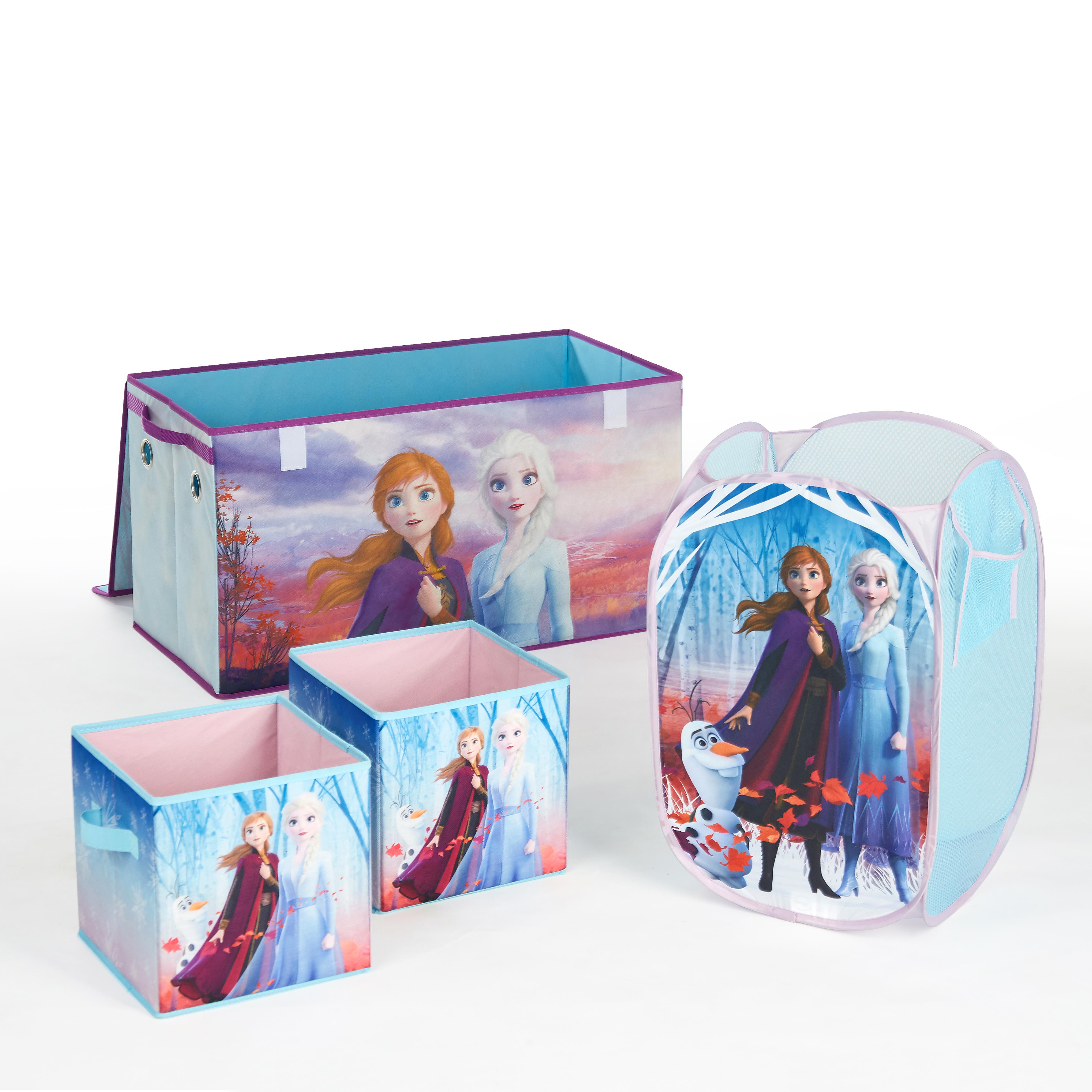 4-PIece Disney Frozen 2 Kids Anna and Elsa - Toy Storage Set (1 Trunk, 1 Hamper, 2 pack storage cubes) $19.99 - Walmart