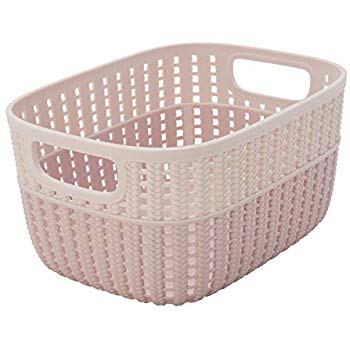 Simplify 2 Tone Decorative Storage Tote Basket (Blush) $4.66 - Amazon