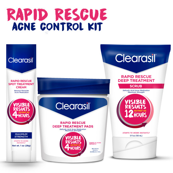 Clearasil Acne Control Kit: Deep Treatment Cleansing Pads, Deep Treatment Scrub & Spot Treatment Cream $15.73 - Walmart