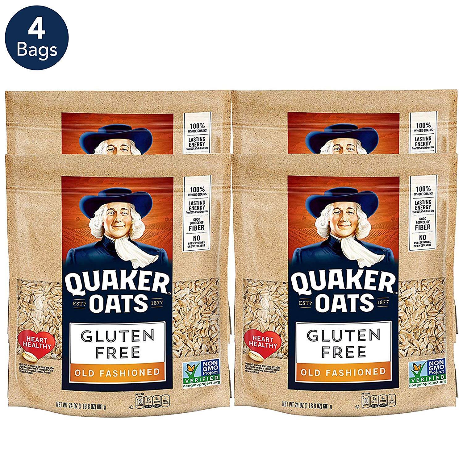 4-Ct. 24oz. ea. Quaker Gluten Free Old Fashioned Rolled Oats $13.99 5% or $11.99 15% AC w/s&s