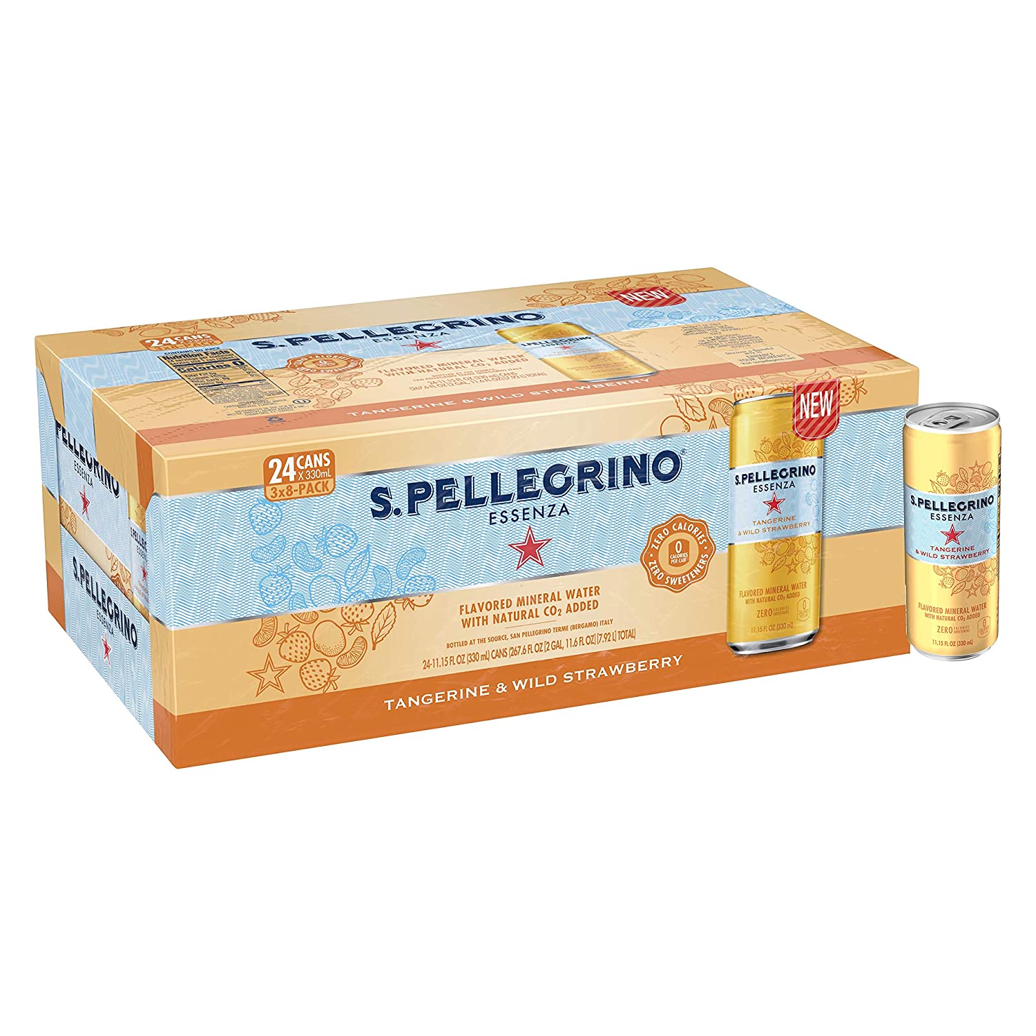 24 Pack 11 15oz S Pellegrino Essenza Mineral Water Tangerine