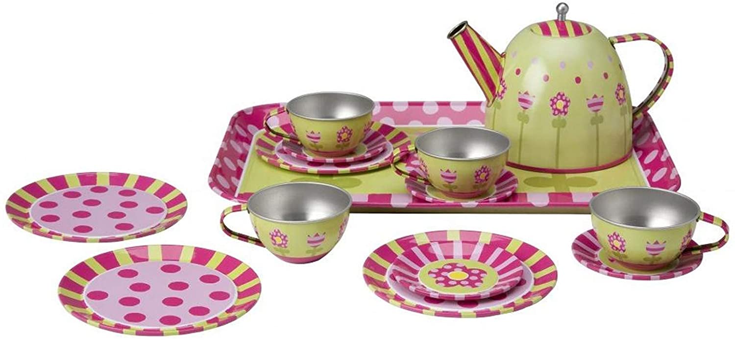 tin tea set with case