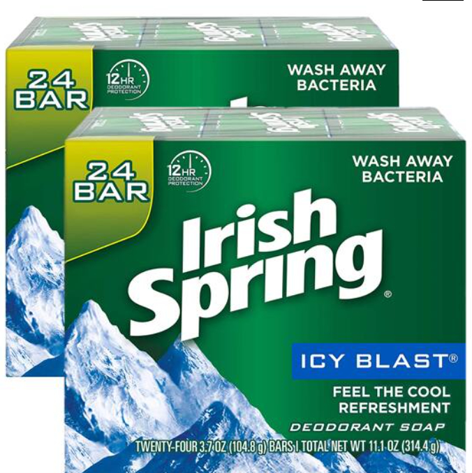 48-Ct Irish Spring Men's Deodorant Soap Bar (Icy Blast) $17 w/s&s