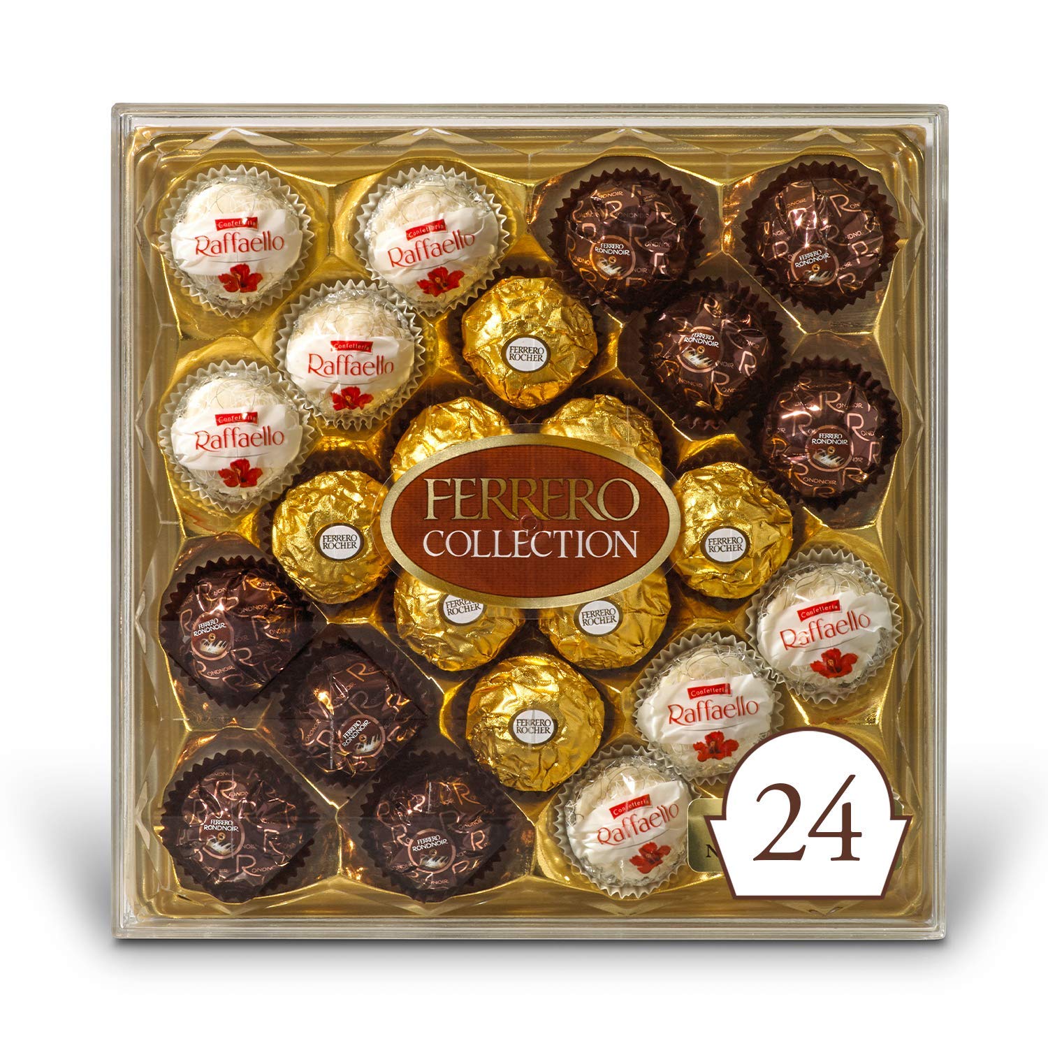 24-Count Ferrero Rocher Fine Hazelnut Milk Chocolates Gift Box $8.92 - Amazon