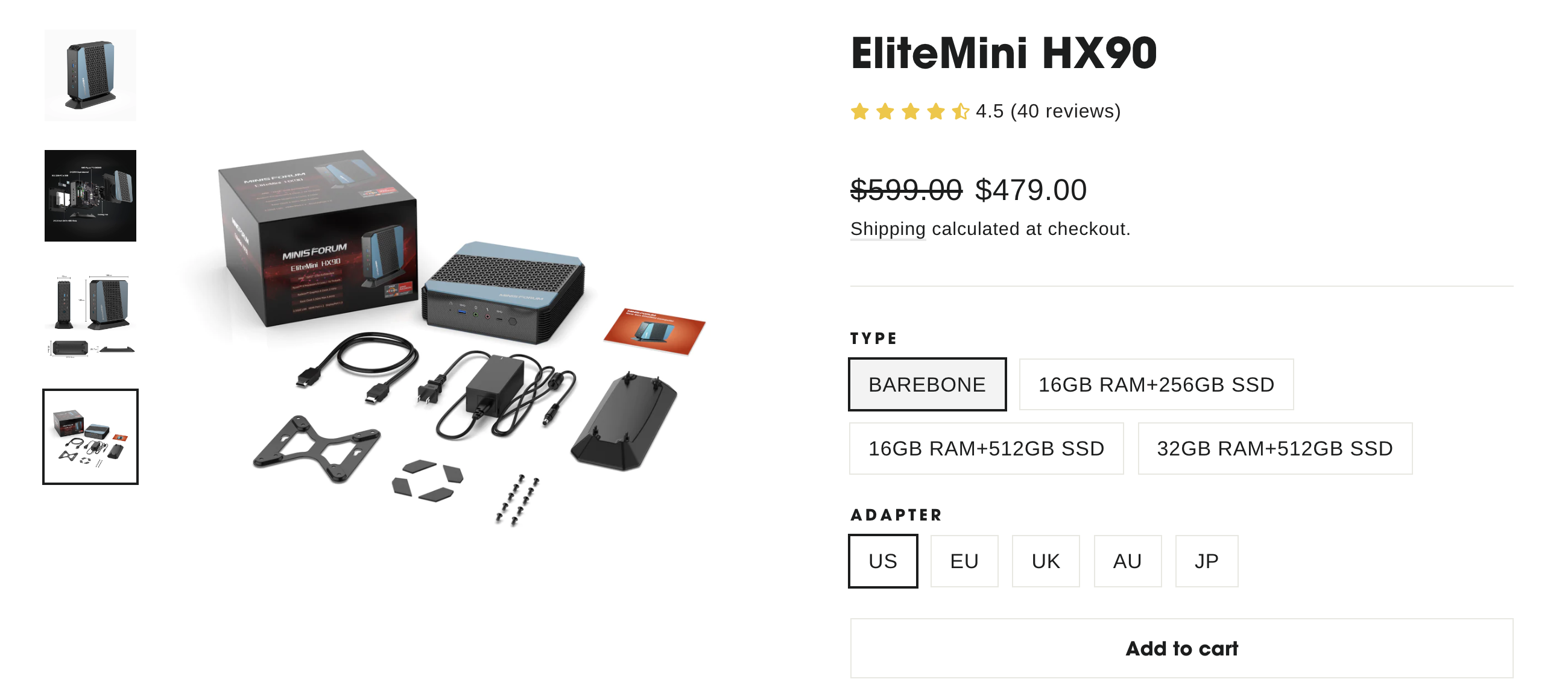 Minisforum EliteMini HX90 Mini PC: Ryzen 95900HX, 2xDDR4 SODIMM, 2x 2.5" SATA Bay, 1x M.2 2280, Wi-Fi 6 + BT 5.0 @ 479.00 and More $479