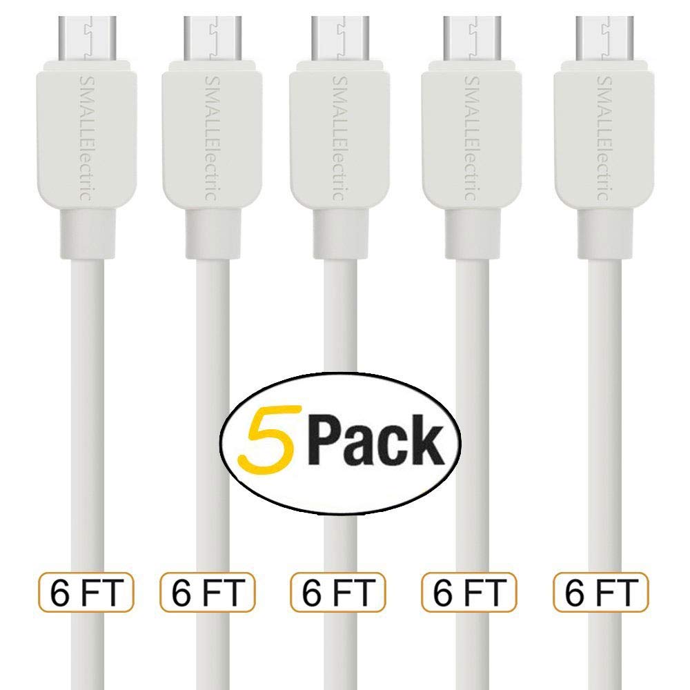 5-Pack 6FT Micro USB Cable Android Charger $4.99