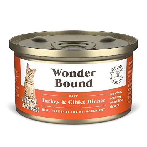 Amazon Brand – Wonder Bound Wet Cat Food, Pate, No Added Grains, 3 oz (Pack of 24) - $11.85 or less w/S&S when you buy 4 ($50 worth) or more @Amazon