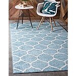 Unique Loom Trellis Frieze Collection Area Rug - Rounded (2' x 3' 1&quot;, Light Blue/ Ivory) $14.24 + Free Shipping w/ Prime or on $25+
