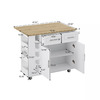 White Kitchen Island Cart With 2 Door Cabinet And 2 Drawers, Foldable Rubberwood Table Top Multi-Functional Cart $28.6