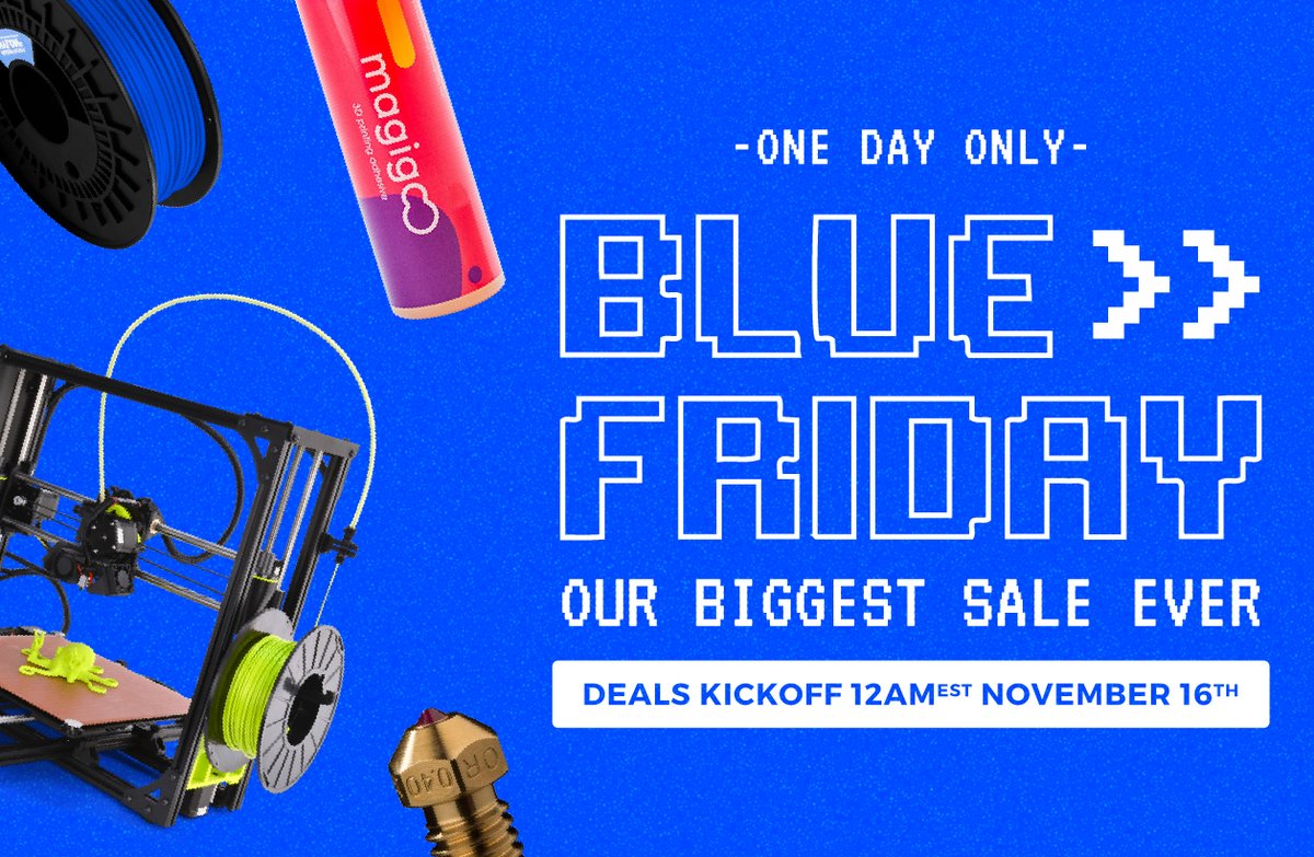 Matterhackers.com 3D Printing Blue Friday 1 Days Sale on 3D printers and filament