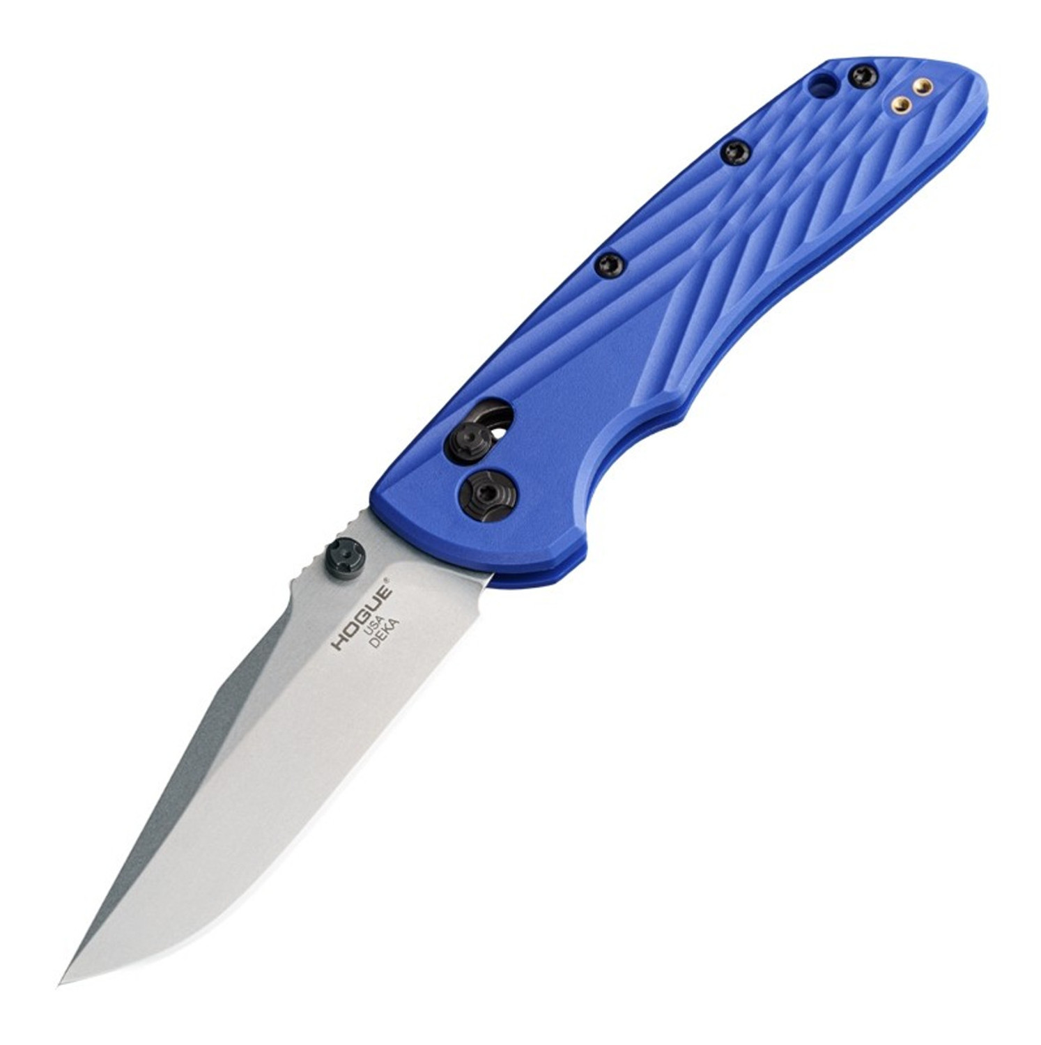 Hogue Deka Pocket Knife - Magnacut super steel, Blue polymer handle, Made in USA - $89.97 w/ free shipping