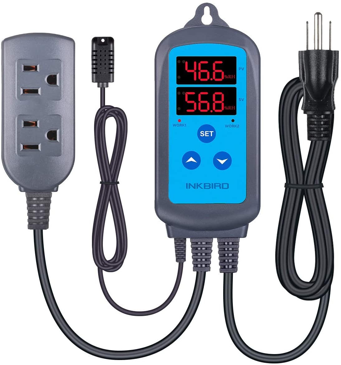 Inkbird Humidity Controller IHC200 Humidistat Mushroom Greenhouse Pre Wired Outlet Dual Stage Humidifier Dehumidifier at Amazon $29.39