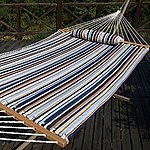 Prime Garden Quilted Fabric Hammock,Hardwood Spreader bars, Poly Fiber Stuffing Pillow,Outdoor Polyester,Including 2 X O-Ring, Accommodate 2 People 450 lb $64.99 + fs @amazon