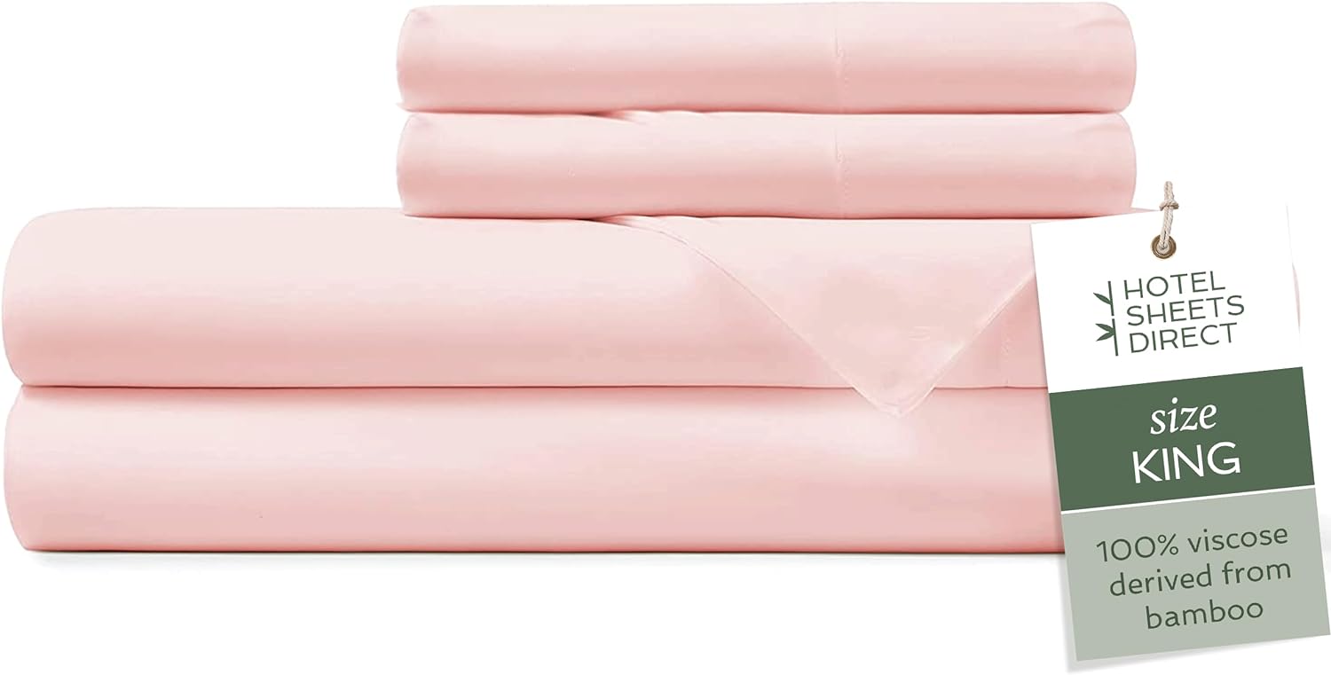 4Pc Hotel Sheets Direct BambooDerived Viscose Sheet Sets King (Rose)