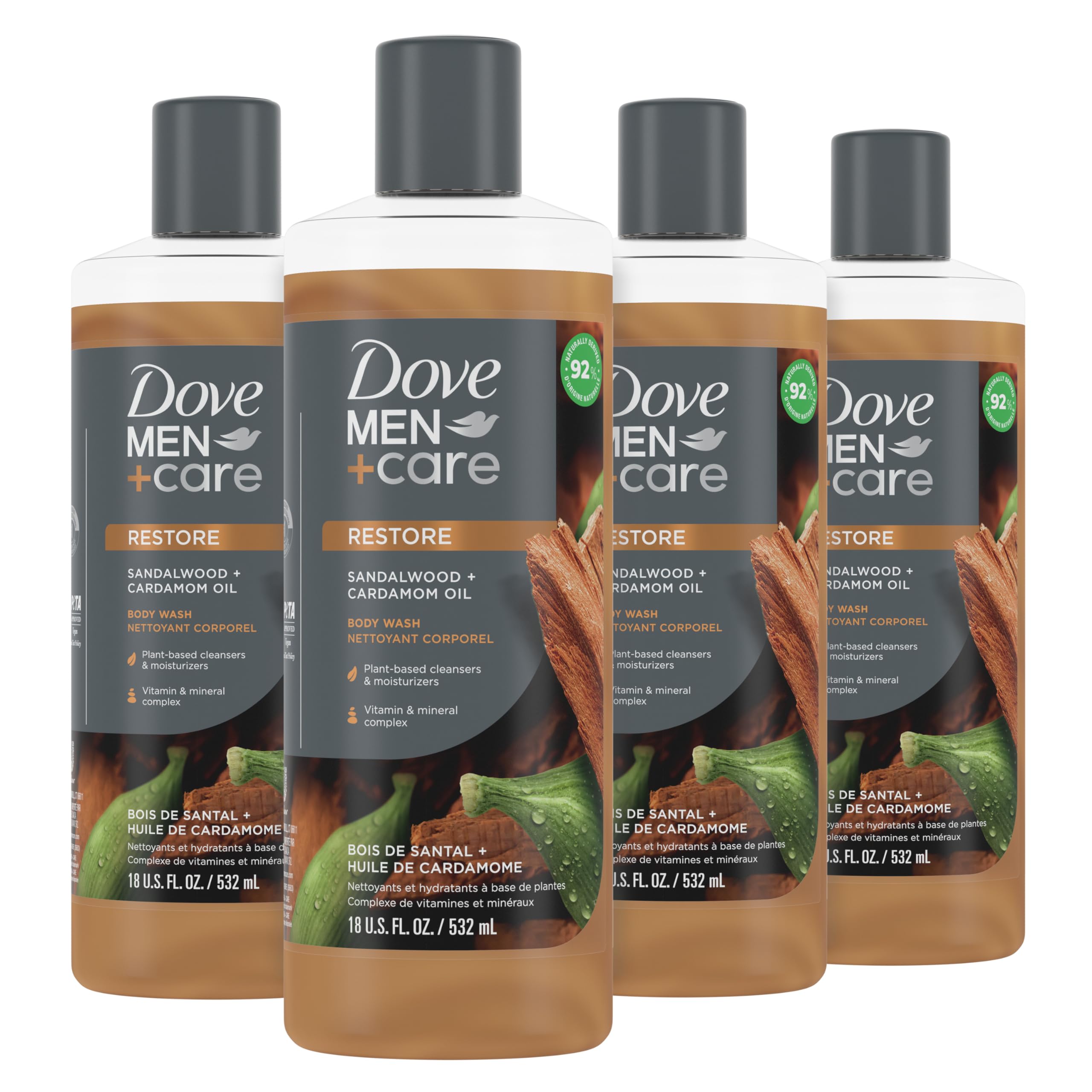 Prime Members: 4-Pack 18-Oz Dove Men+Care Body Wash Sandalwood + Cardamom Oil $9.21 + Free S/H