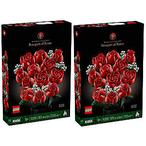Costco Members: 2-Pack 822-Piece LEGO Bouquet of Roses (10328): $90 w/Free Shipping