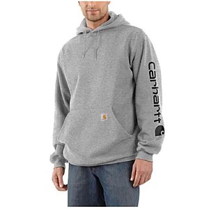 Carhartt Men's K288 Loose Fit Midweight Logo Sleeve Graphic Hoodie (Heather Gray) $35 