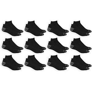 12-Pack Fruit of the Loom Men's Dual Defense Low Cut Socks (6-12, Black) $6.20 