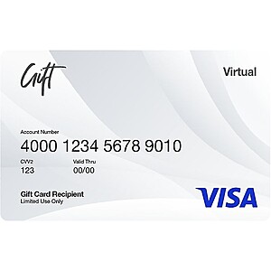 Visa Virtual $200 eGift Card $200 ($7.95 fee waived)