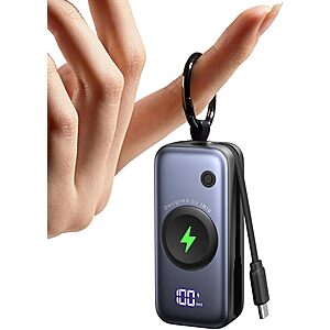 5000mAh INIU Wireless Portable Keychain Power Bank w/ 20W USB-C PD Charging .45