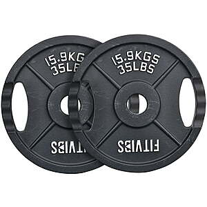 Signature Fitness 2-Grip Olympic Cast Iron Weight Plates, 2-Inch 4x2.5lb $8, 2x25lb $30, 2x35lb $40, 2x45lb $50 FS @ Walmart