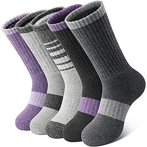 5-Pairs SIMIYA Women's Merino Wool Blend Crew Cushion Socks $8 