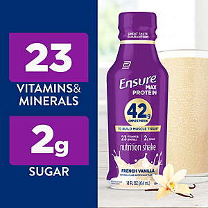 14-Oz Ensure Max 42g Protein Shake (Chocolate or Vanilla) + $4 Walmart Cash $4 + Free Store Pickup
