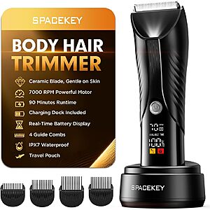 Spacekey Men's Rechargeable Wet/Dry Body Hair Trimmer $13 