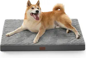 35"x22" Bedsure ComfyFleece Orthopedic Large Dog Bed w/ Washable Cover (Grey)