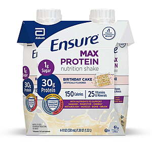 4-Pk 11-Oz Ensure Max Protein Shake (Various Flavors) 2 for $20 +