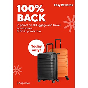 Staples Rewards Offer: Luggage Purchase (up to $150), Earn 100% Back in Points (valid today only)