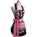 Women's Pink &amp; Black Floral Midnight Bloom Apron $9.99 + FREE SHIPPING @ Flirty Aprons