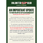PSA: Panera Bread Unlimited Sip Club fee increasing to $14.99/mo - $14.99