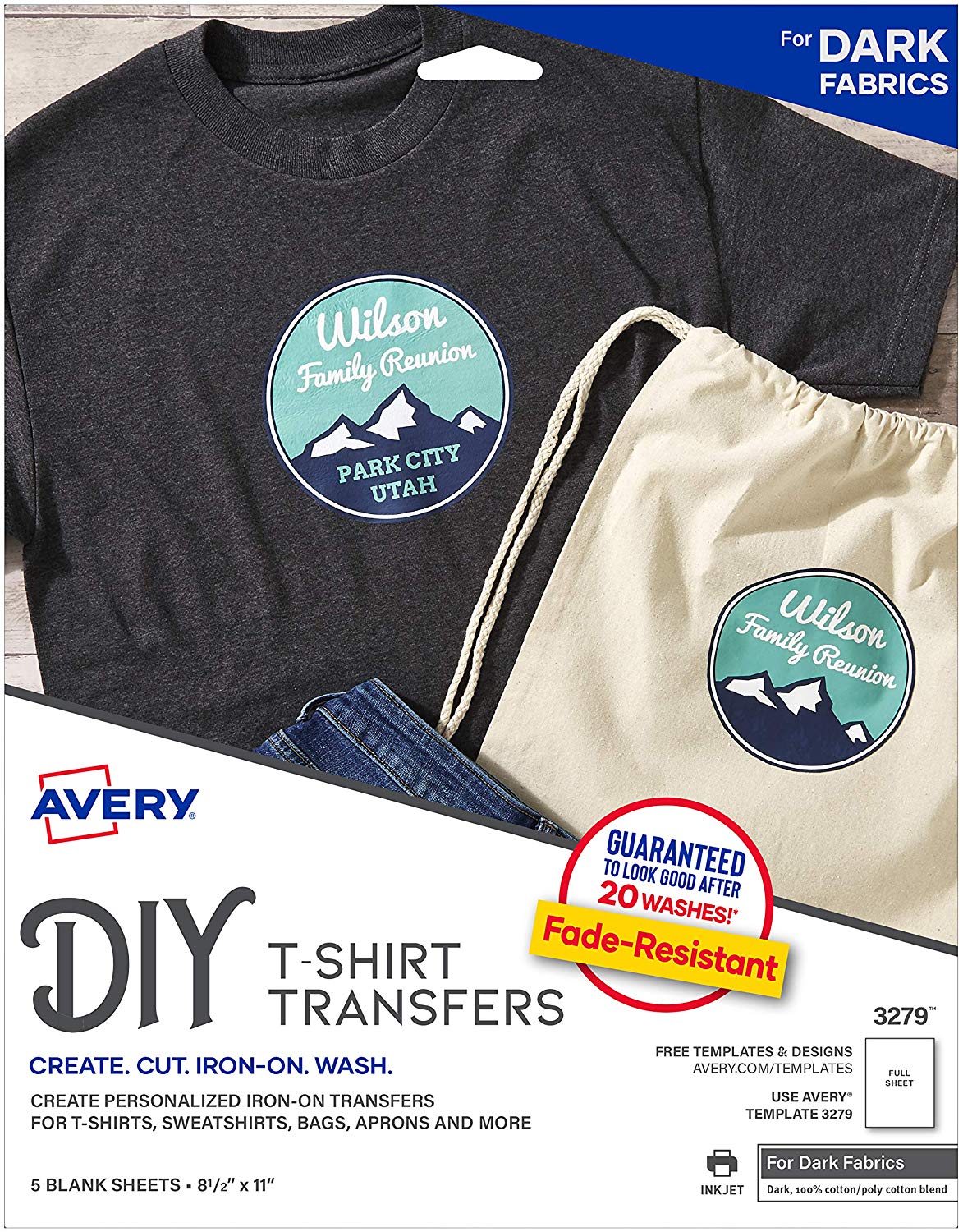 5 Sheets Avery Printable T Shirt Transfers For Use On Dark