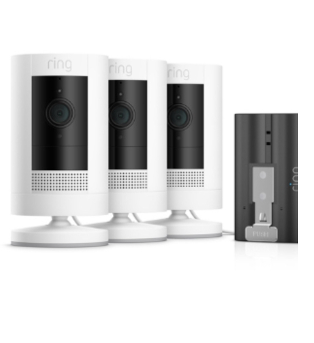 Ring Stick Up Camera 3 Pack Plug In With Rechargeable Battery Amp