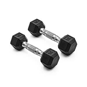 2-Count CAP Barbell Rubber Coated Dumbbells: 10-lb $14.90, 8-lb $12.90, 5-lb $9.90 & More