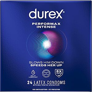 24-Count Durex Performax Intense Natural Rubber Latex Condoms (Regular Fit) $8.25 w/ Subscribe & Save