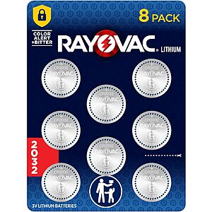 8-Pk Rayovac 2032 3V Lithium Coin Cell Batteries $4.75 + Free Pickup