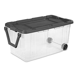 40-Gal Sterilite Wheeled Industrial Plastic Tote $18 