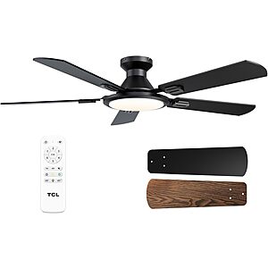 52" TCL Low Profile Ceiling Fan w/ Dimmable Light & Remote Control (3 Colors) $70.20 + Free S&H