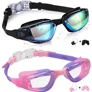 2-Pk Aegend Kids' Anti-Fog Anti-UV Swim Goggles