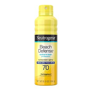 6.5oz. Neutrogena Beach Defense SPF 70 Sunscreen Body Spray $2.65 w/ S&S
