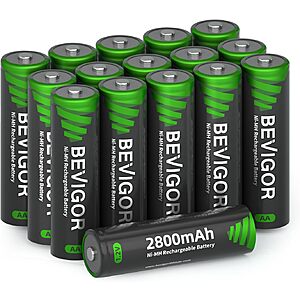 16-Pk BEVIGOR Rechargeable LSD 2800mAh 1.2V AA Ni-MH Batteries $9.25 w/ S&S