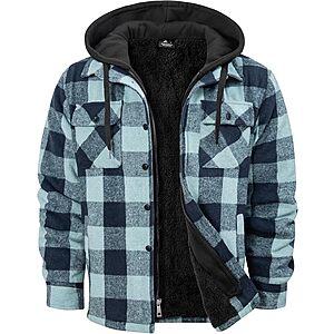 Men's Dekomere Flannel Shirt Jacket Sherpa Lined Plaid Hoodie (various)