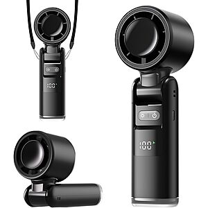 Lerat 4000mAh 3-in-1 Portable Handheld Turbo Fan w/ LED Display & Flashlight