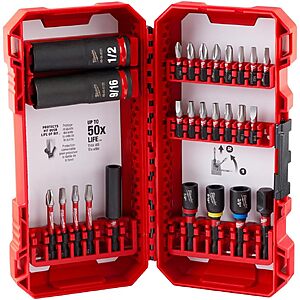 26-Pc Milwaukee Shockwave Drive & Fasten Electric Tool Bit Set