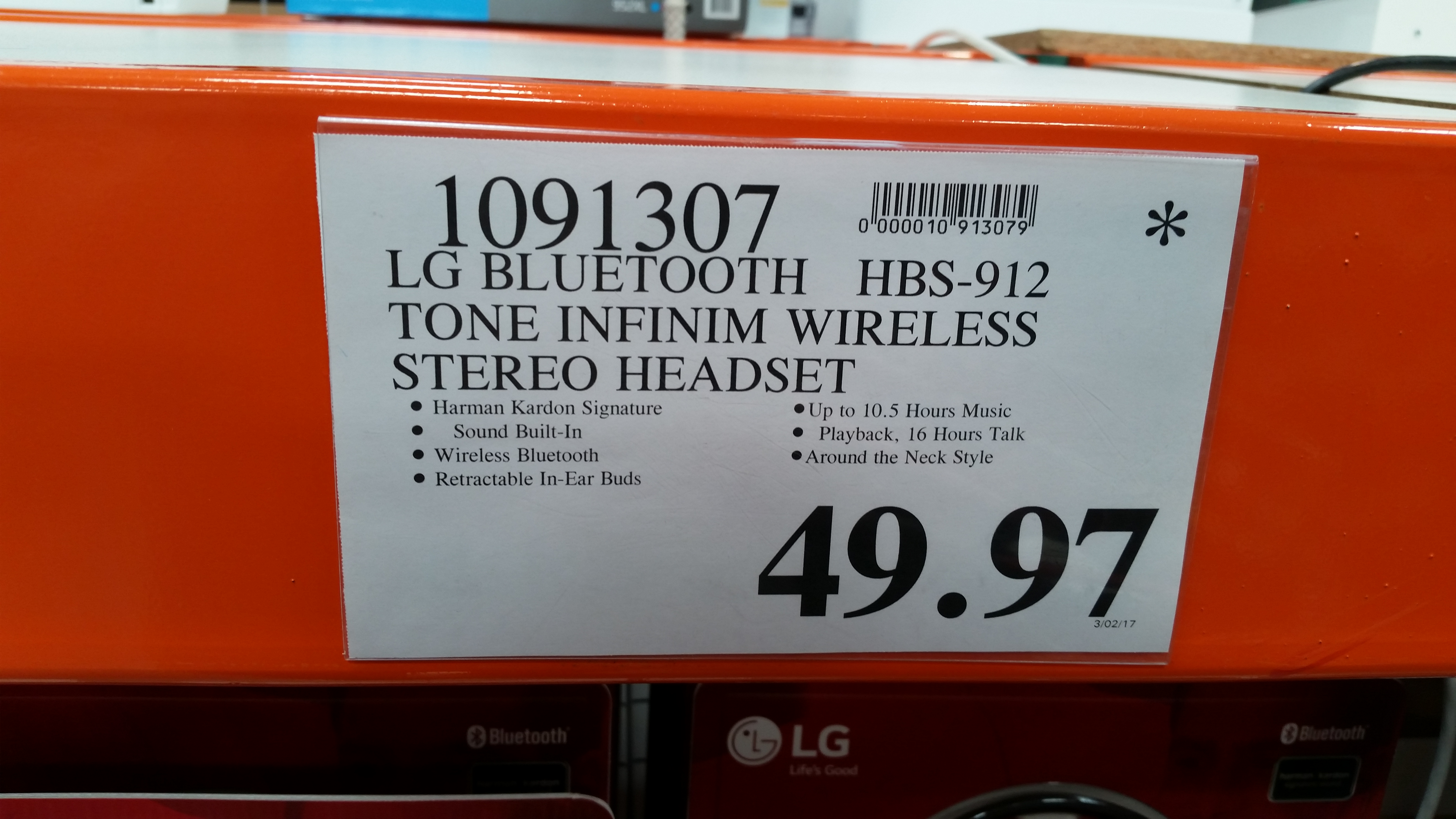 LG Tone Infinim HBS-912 $49.97($30 price drop) - Costco and Costco.com