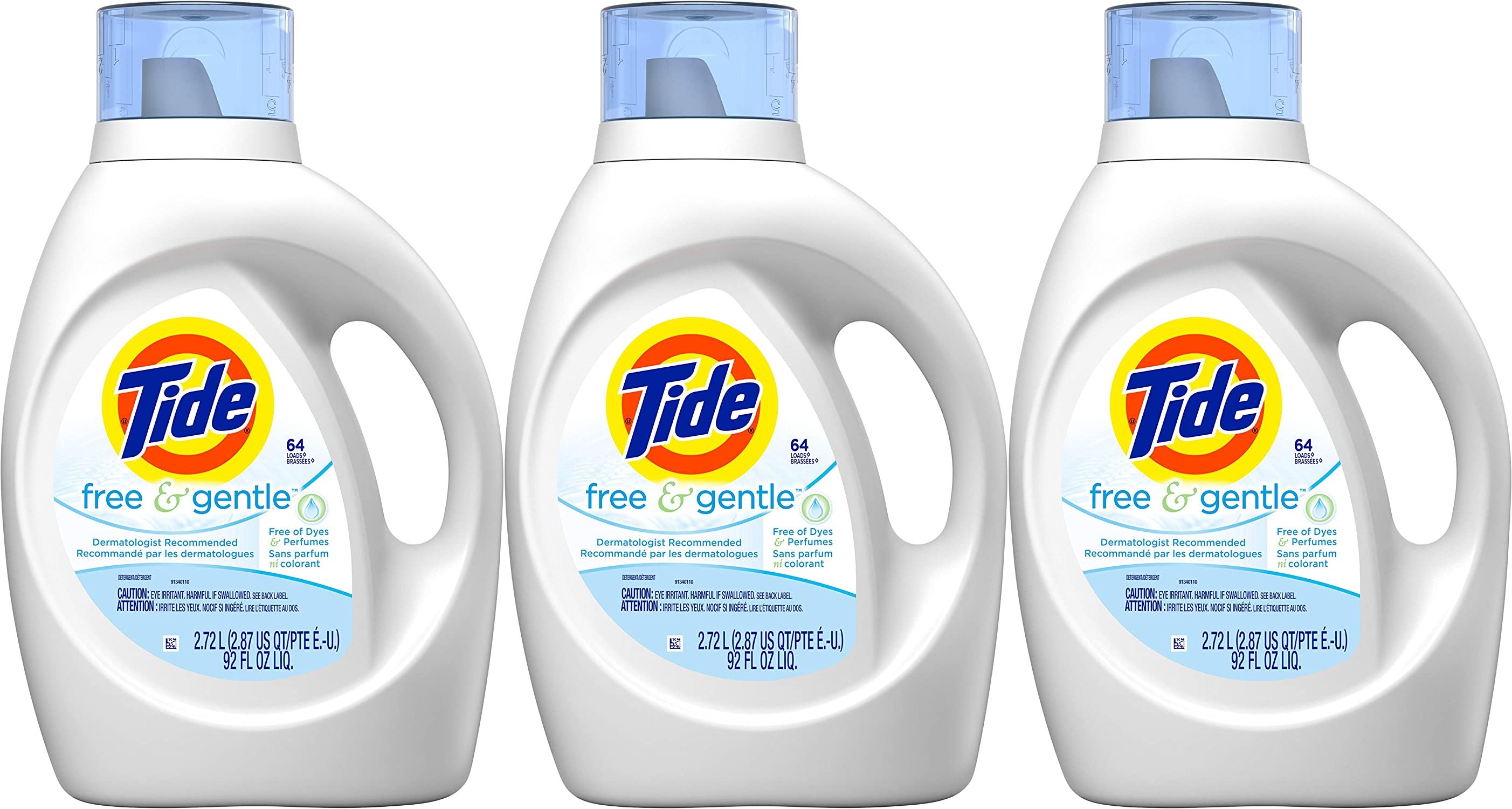 Tide Liquid Laundry Detergent: 92-Oz Tide Free & Gentle, 92-Oz Tide w/Downy, or 69-Oz Tide Purclean Plant-Based 3 For $27 ($9 Each) w/S&S + Free Shipping