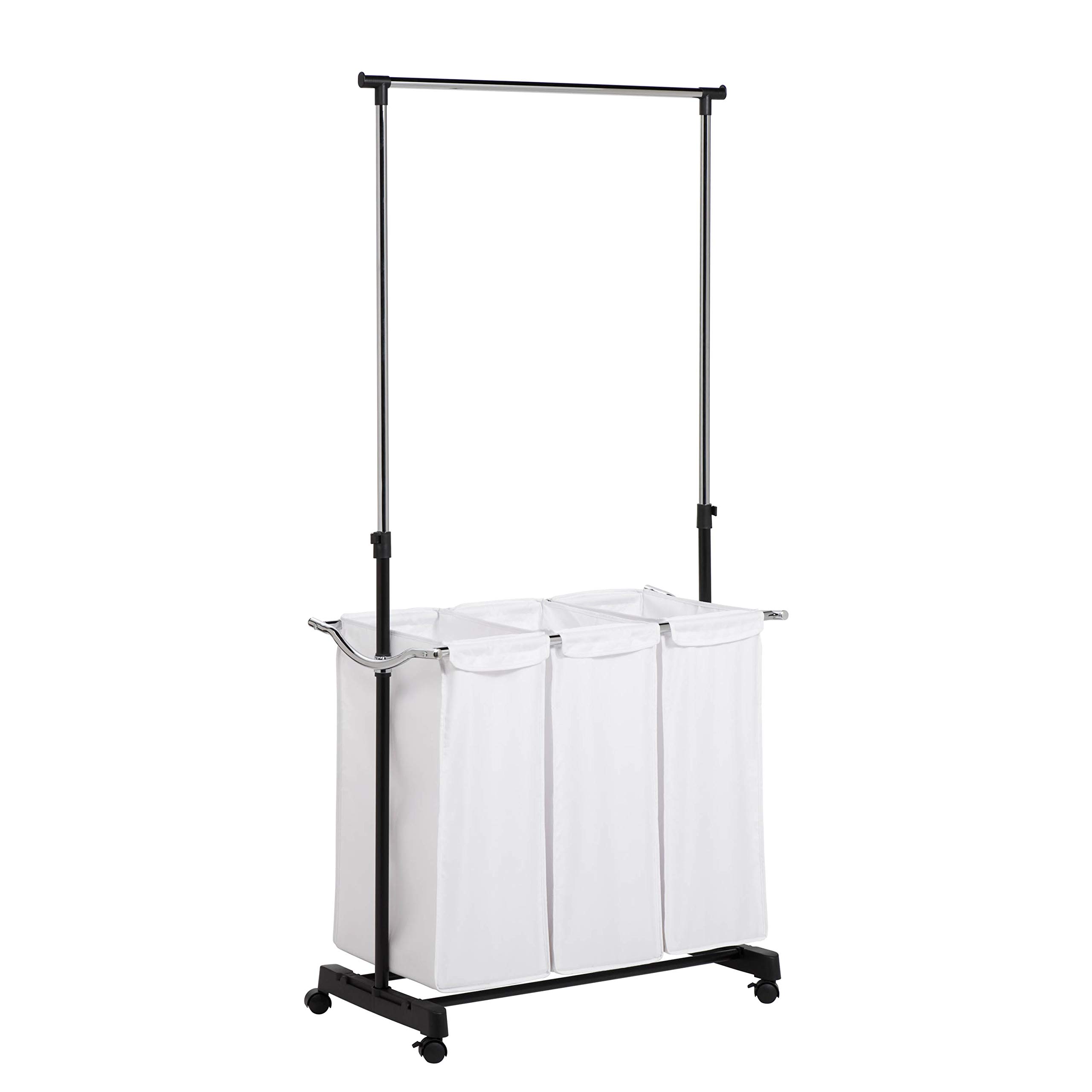 3-Bin Honey-Can-Do Rolling Laundry Cart with Hanging Bar $25.85 + Free Shipping